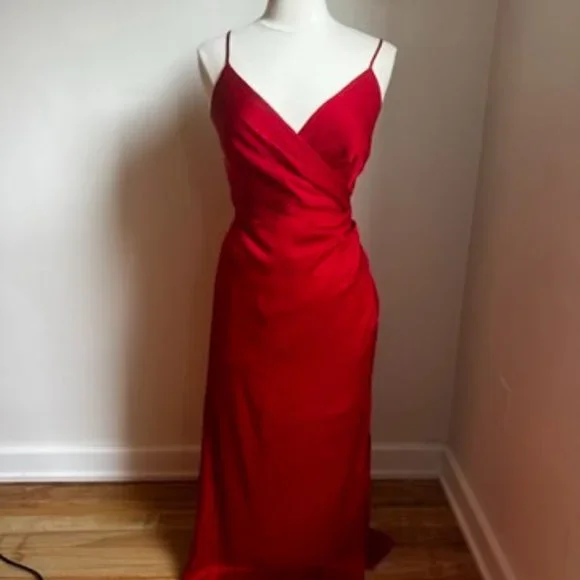 Express | Dresses | Express Red Formal Satin Dress | Poshmark